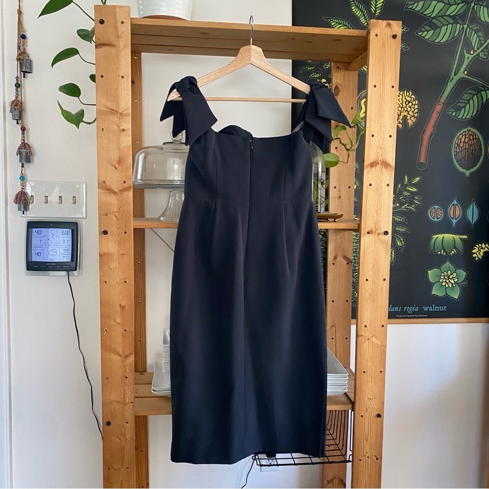 Milly Dark Gray Brit Off The Shoulder Bow Cady Sheath Dress - Picture 5 of 16